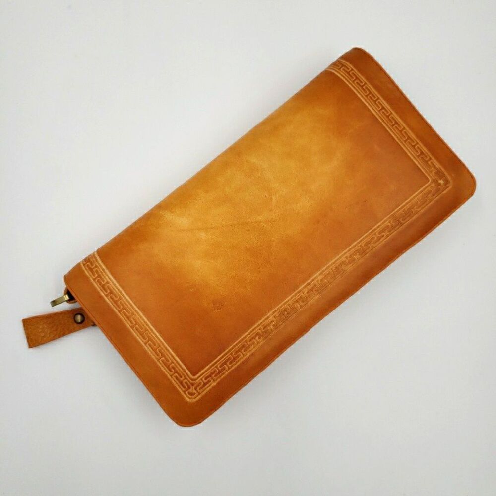 Handmade Womens Leather Continental Wallet Long Zip Around Practical Luxury Gift